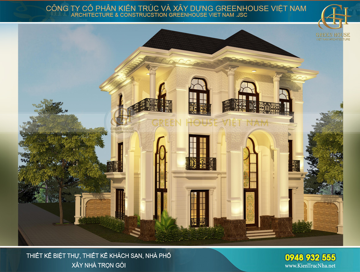 Hệ thống đèn được thiết kế âm tường khéo léo, chiếu sáng cho biệt thự