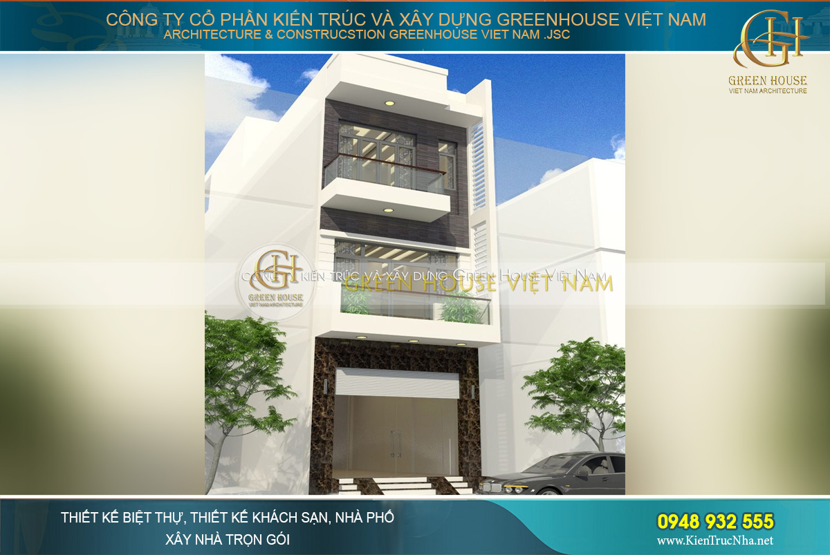 Kiến trúc nhà ống 3 tầng có thiết kế xây dựng hình khối độc đáo đầy bắt mắt và hiện đại