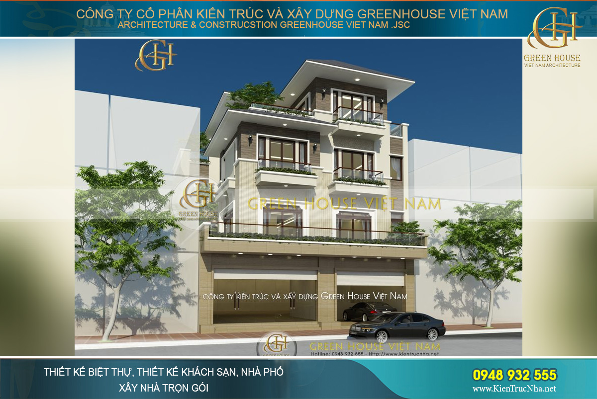Ngôi nhà phố 4 tầng hiện đại của gia đình anh Kiên được Green House Việt Nam xây dựng chắc chắn và kiên cố