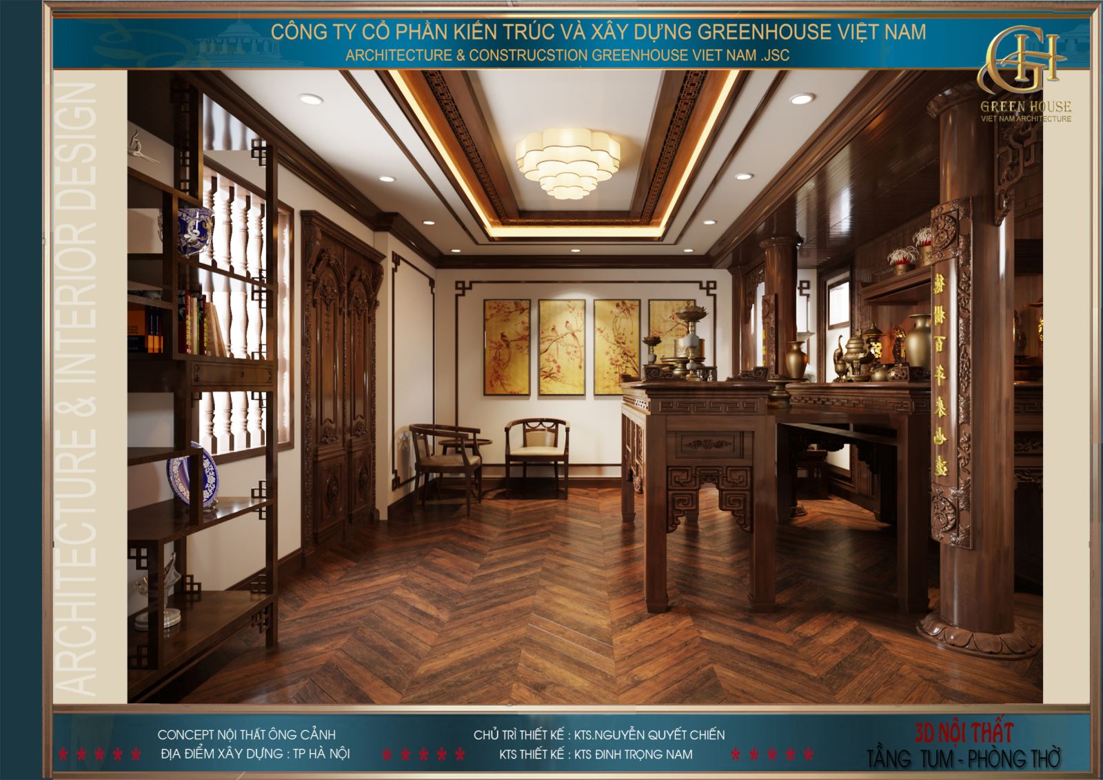 Phòng thờ gia tiên mang đậm vẻ đẹp truyền thống nhưng vẫn thời thượng