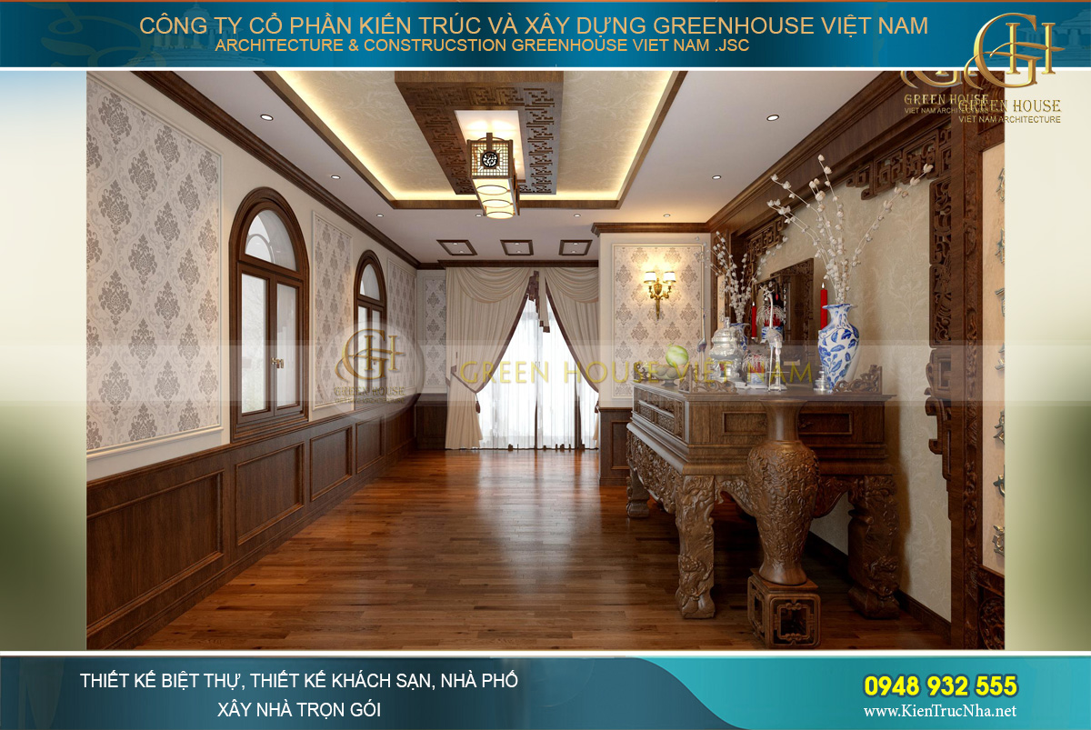 Thiết kế phòng thờ của biệt thự