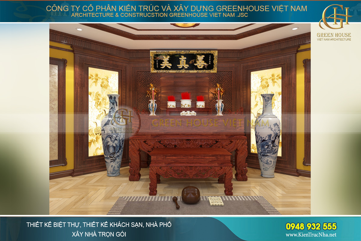 Thiết kế nội thất phòng thờ biệt thự tân cổ điển