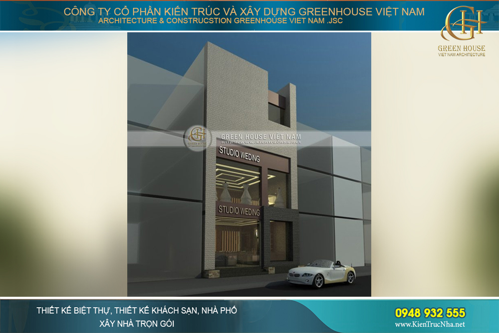 Không gian bề thế của công trình nhà ống kết hợp kinh doanh áo cưới
