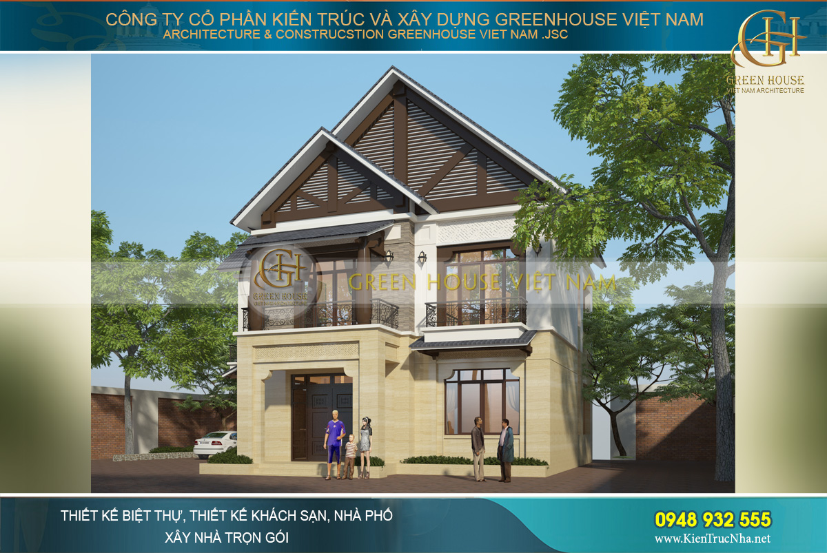 Biệt thự 2 tầng phong cách Á Đông hiện lên với vẻ đẹp bề thế, đẳng cấp và nổi bật