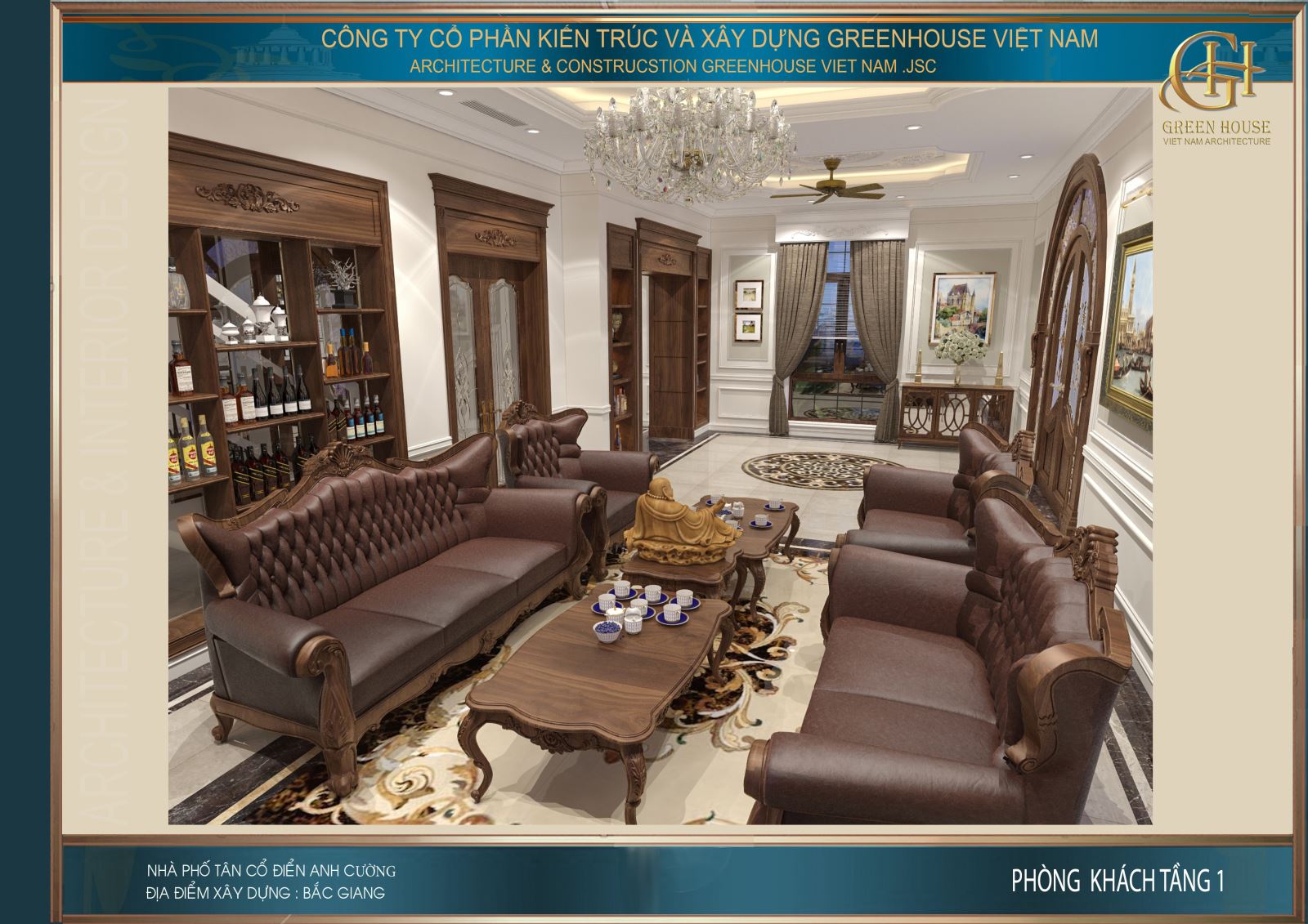 Bộ sofa cao cấp bọc da nâu sang trọng, đẳng cấp