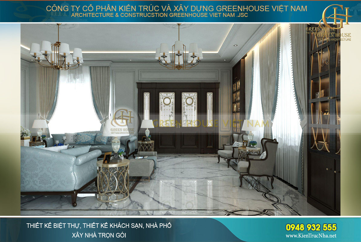Một góc nhìn khác của phòng khách biệt thự