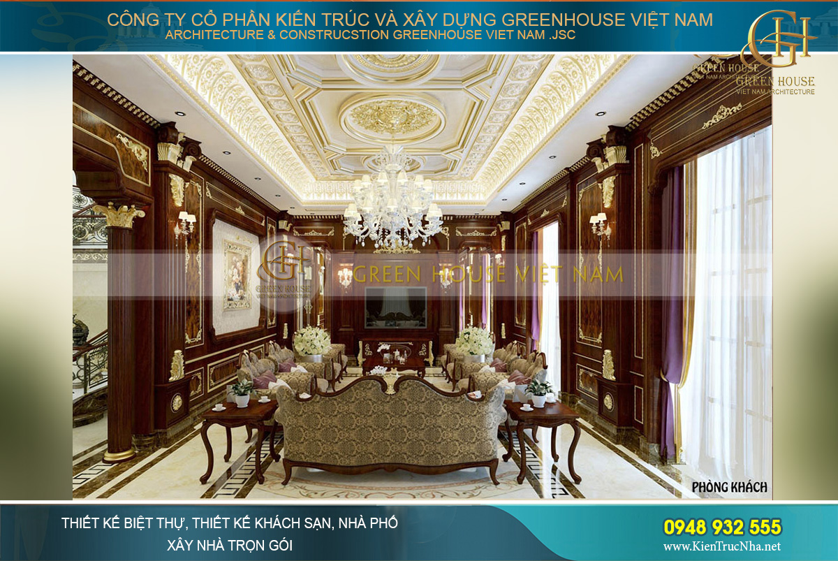 Vẻ đẹp khó cưỡng của mẫu thiết kế nội thất phòng khách tân cổ điển hoàn mỹ