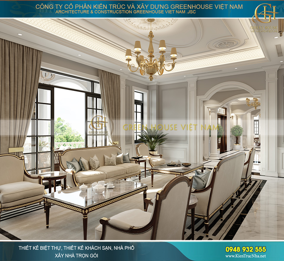 Không gian phòng khách hướng ra phía mặt tiền bên ngoài  giúp lưu thông không khí và ánh sáng tự nhiên cho căn phòng