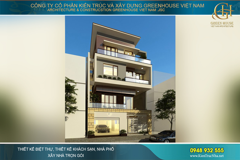 Mặt tiền khang trang và bề thế của ngôi nhà ống 4 tầng tại Hà Nội