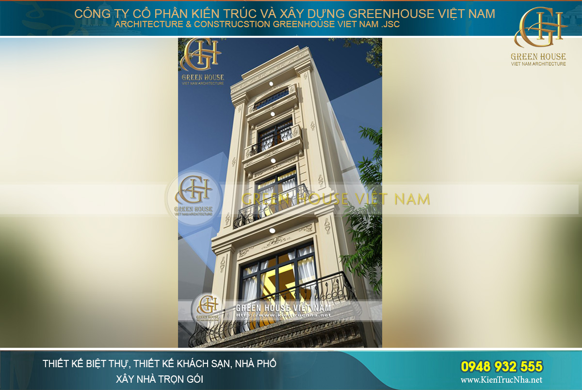 Các ban công được sử dụng các lan can sắt tạo hình ấn tượng bổ sung vào nét đẹp thẩm mỹ của ngôi nhà