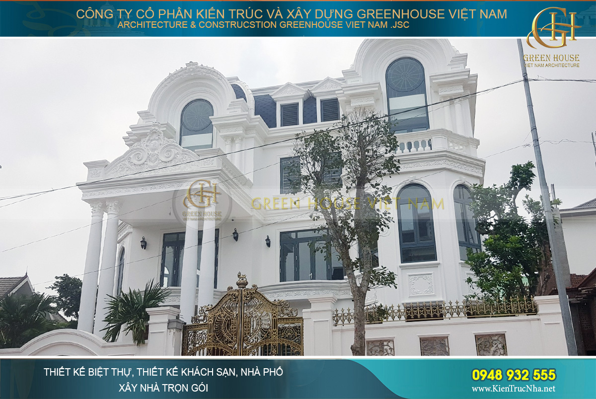 thi công thực tế biệt thự tân cổ điển 3 tầng hà nội