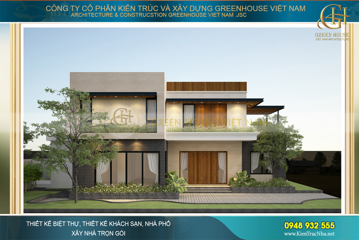 Thiết kế biệt thự 2 tầng phong cách hiện đại, trẻ trung, tinh tế