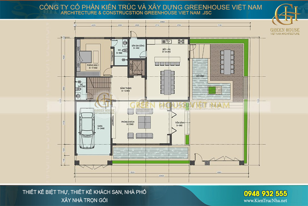 Mẫu biệt thự hiện đại 4 tầng diện tích 300m2