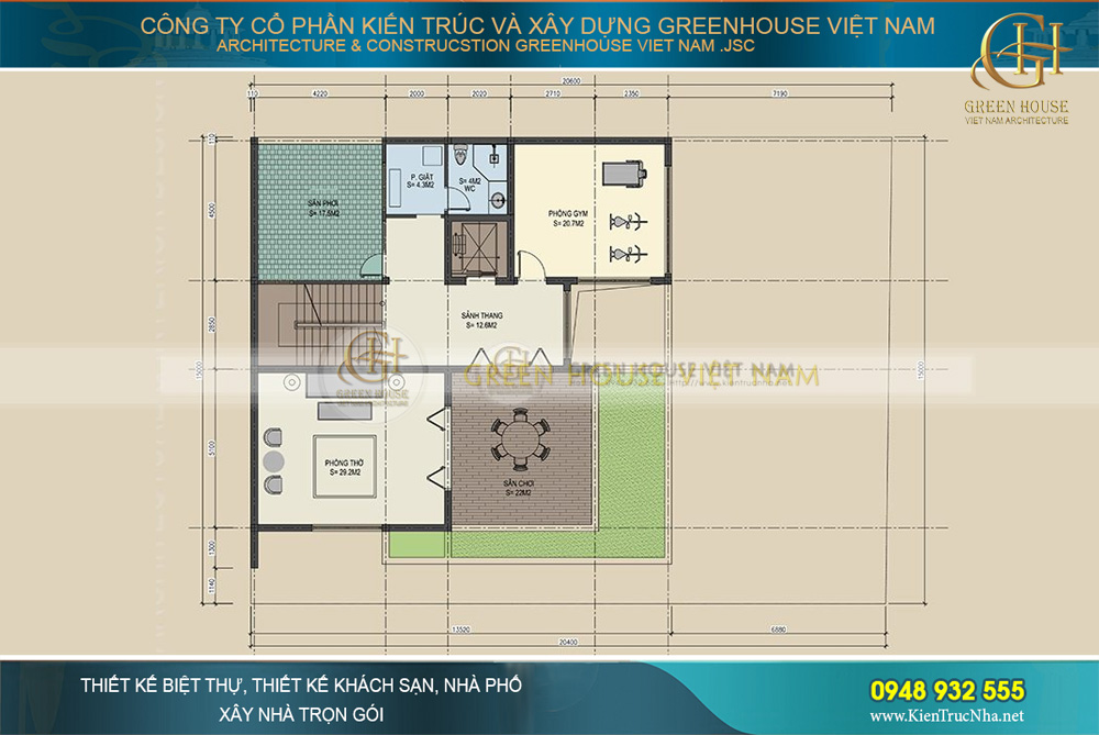 Mẫu biệt thự hiện đại 4 tầng diện tích 300m2