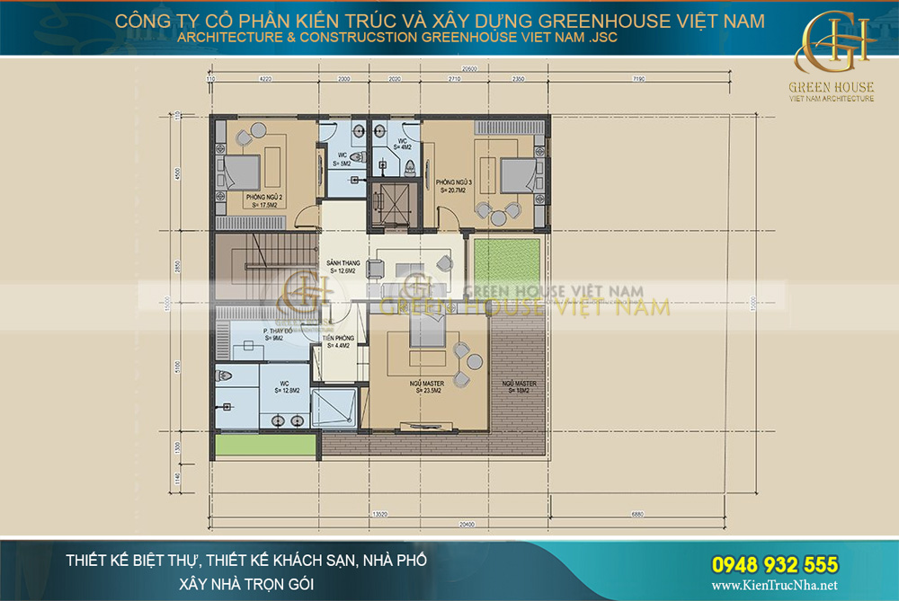 Mẫu biệt thự hiện đại 4 tầng diện tích 300m2