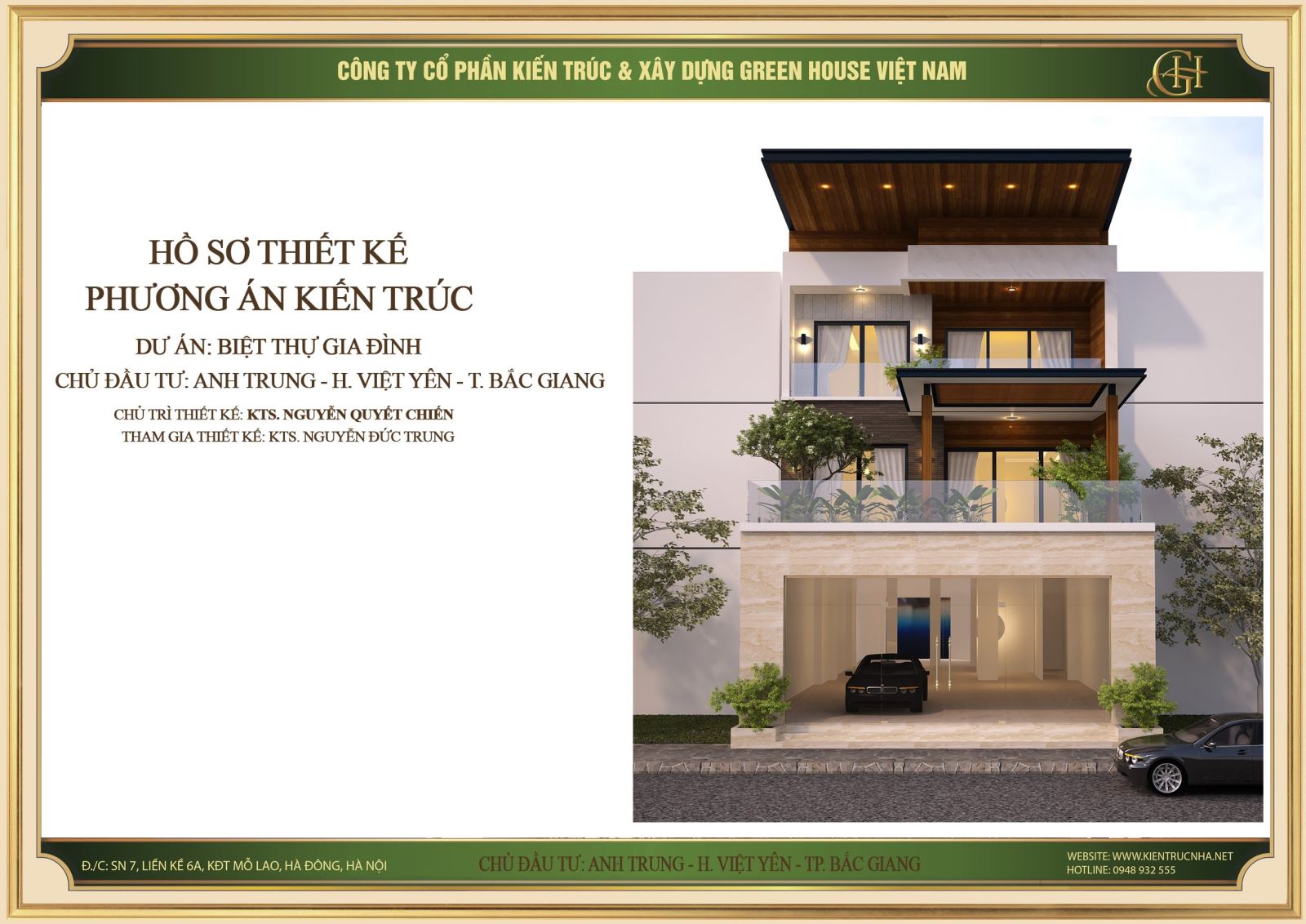 Mẫu thiết kế biệt thự hiện đại 3 tầng đẹp sáng tạo tại Bắc Giang