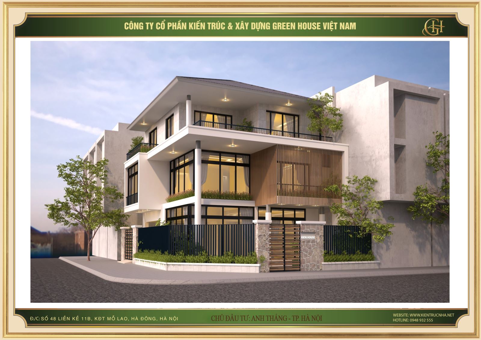 Thiết kế biệt thự hiện đại 2 mặt tiền với khuôn viên bề thế và sang trọng