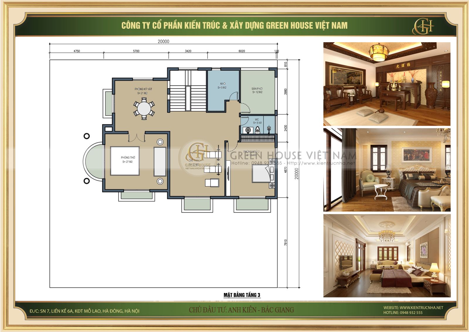 Thiết kế công năng mặt bằng tầng 3