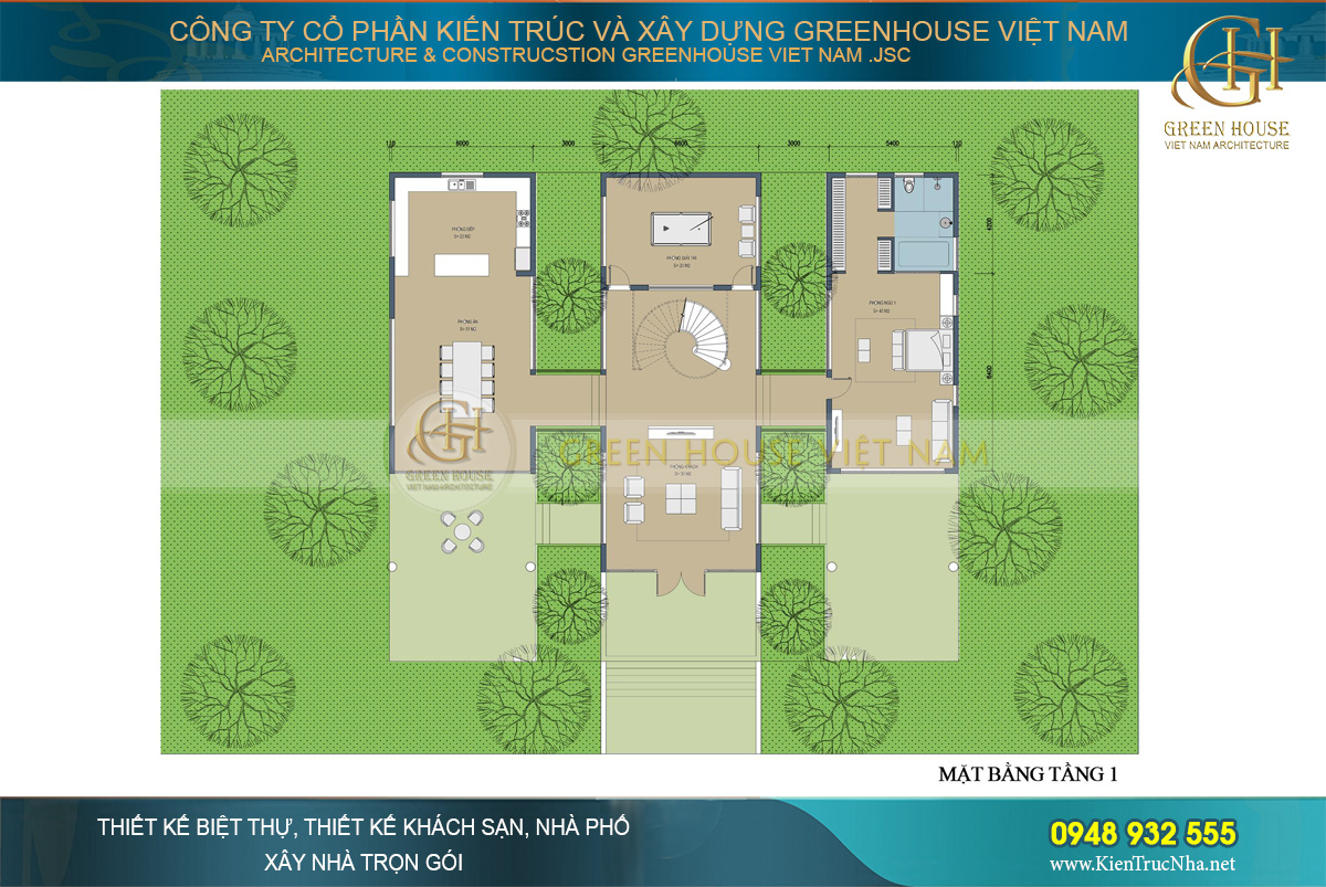 thiết kế biệt thự hiện đại 2 tầng 300m2