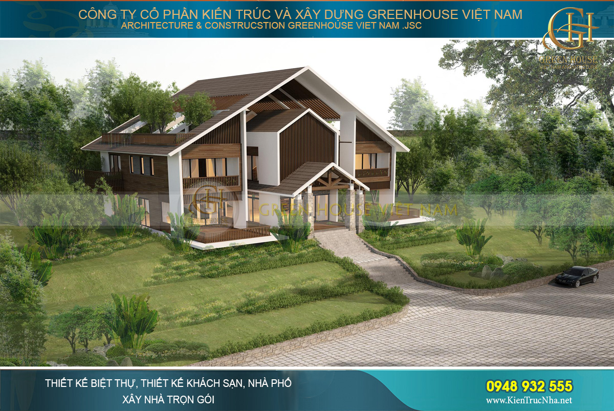 thiết kế biệt thự hiện đại 2 tầng 300m2