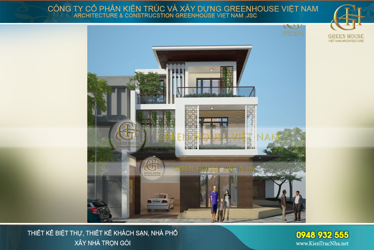 Mẫu biệt thự hiện đại 3 tầng mặt tiền 13m
