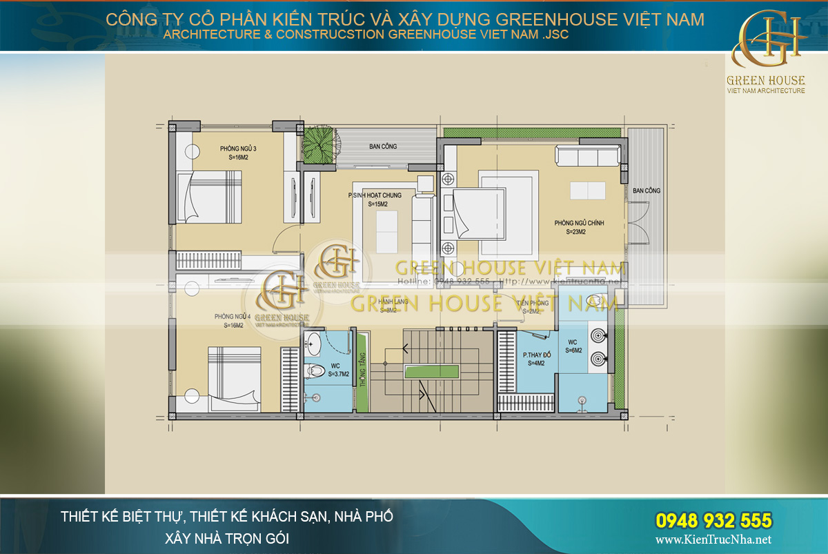 Mẫu biệt thự hiện đại 3 tầng mặt tiền 13m