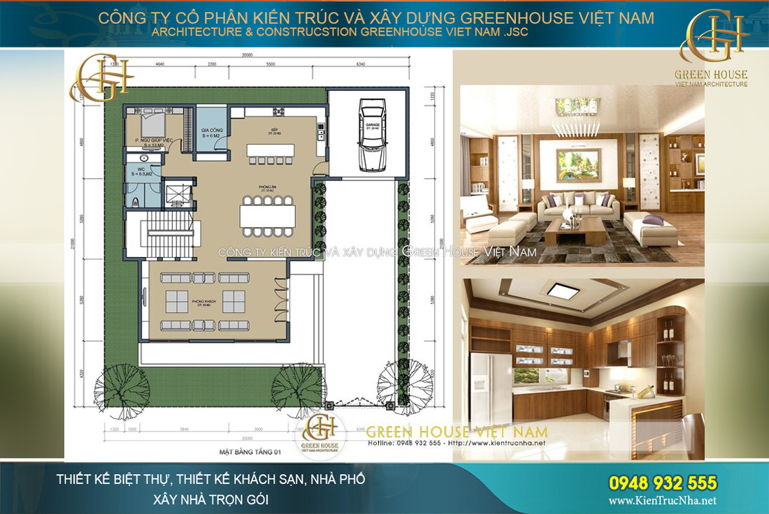 Thi công trọn gói biệt thự hiện đại 3 tầng diện tích 420m2