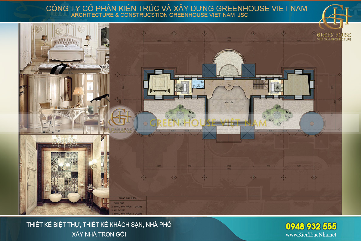 thi công trọn gói dinh thự cổ điển 3 tầng