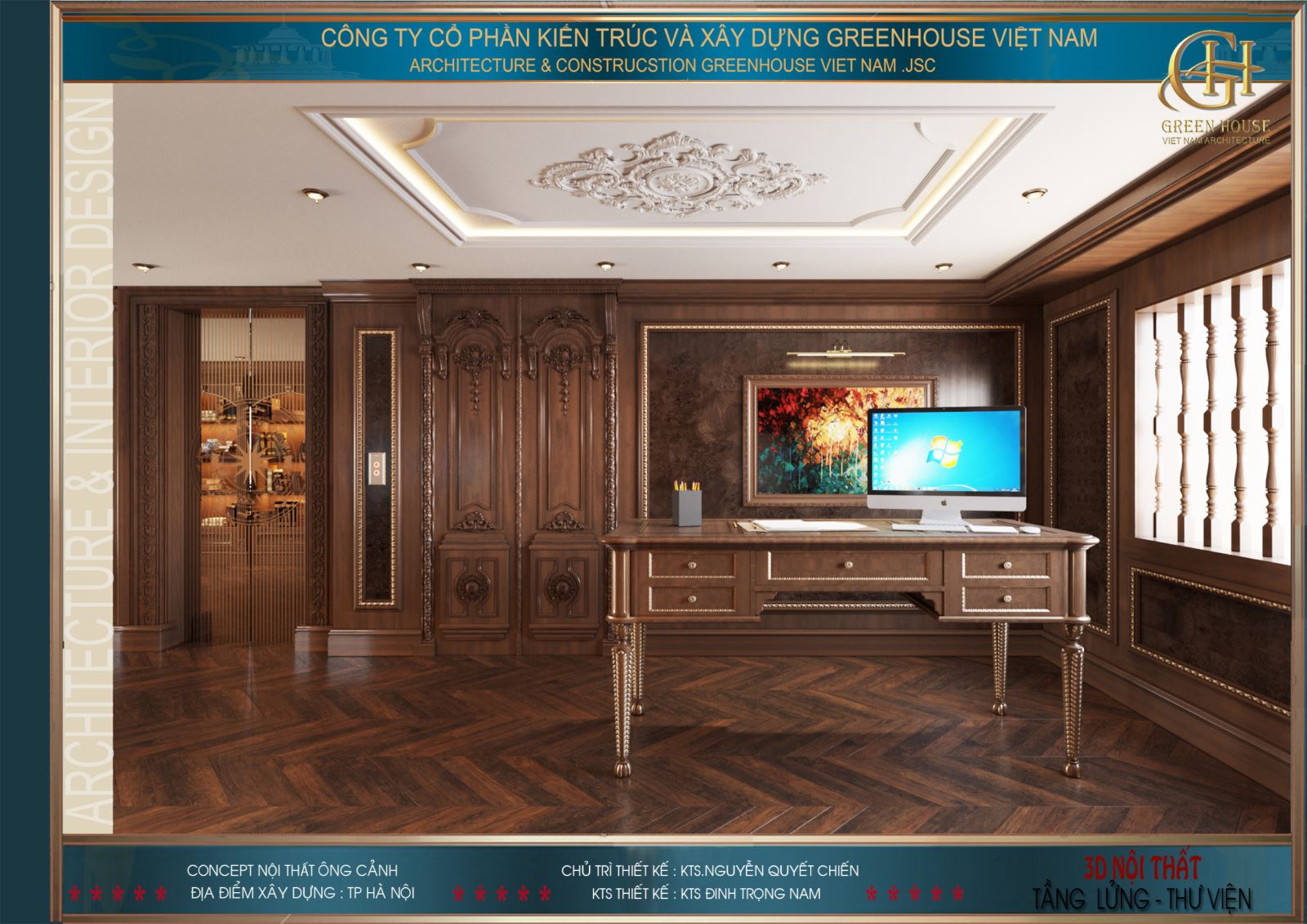 Bàn máy tính được đặt riêng gần cửa sổ