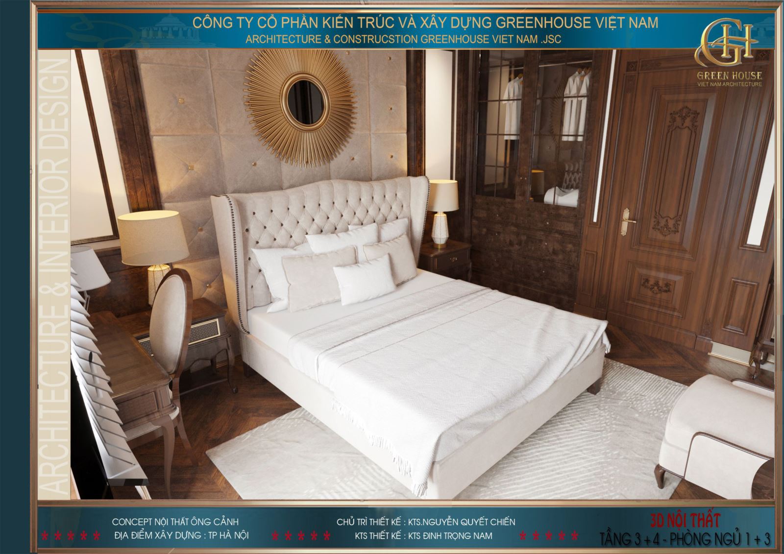 Phòng ngủ tầng 3 với đầy đủ đồ nội thất phục vụ nhu cầu sinh hoạt của chủ nhân căn phòng