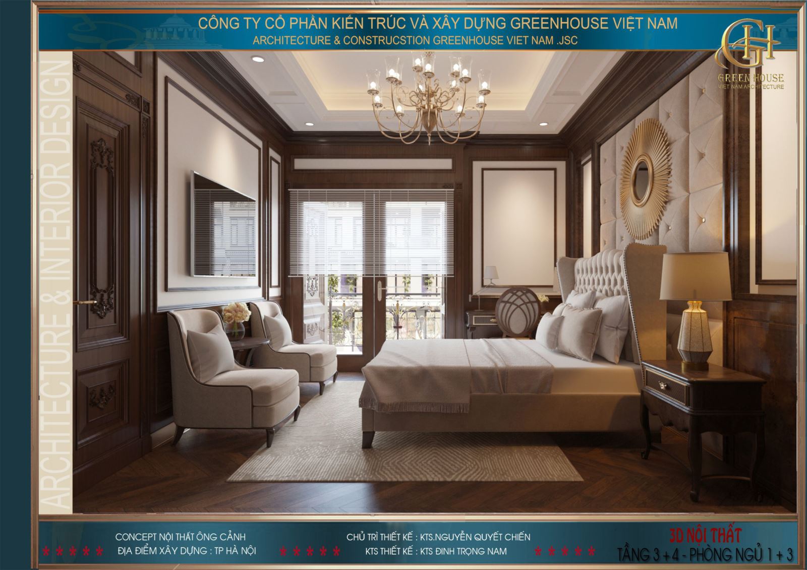 Phòng ngủ tầng 3 có ban công ra bên ngoài