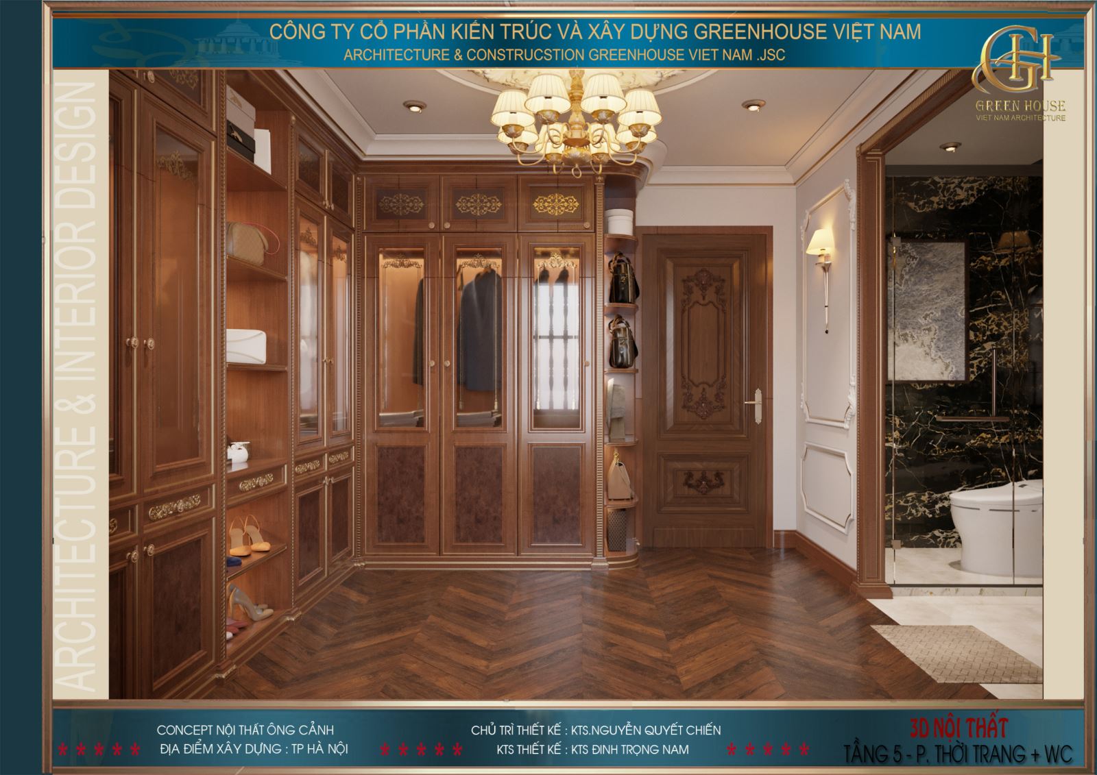 Phòng thời trang nối liền với phòng WC