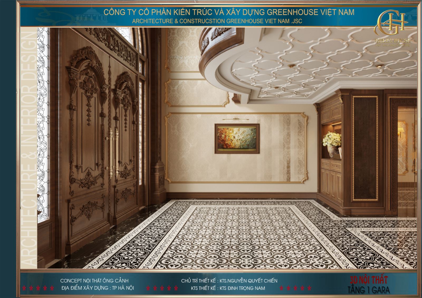 Sử dụng hệ thống hoa văn, phào chỉ đắp nổi trên trần