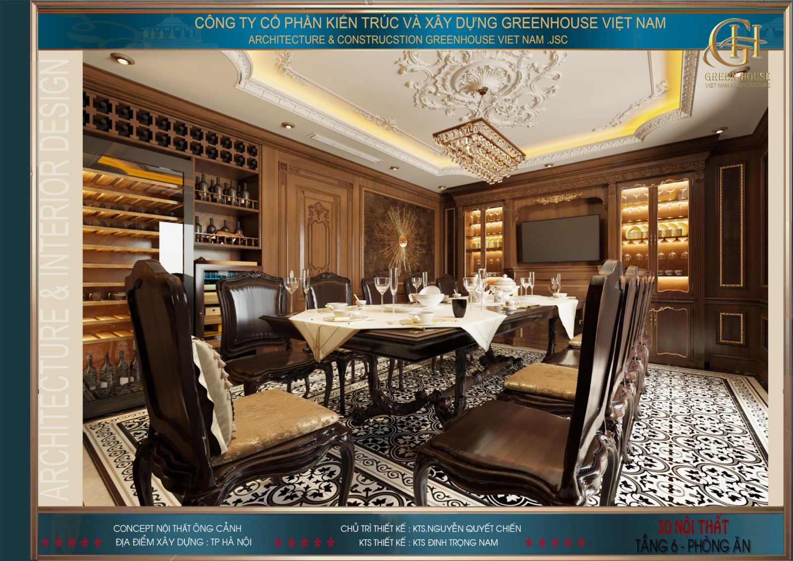 Hệ thống bàn ăn 12 ghế được làm từ gỗ tự nhiên