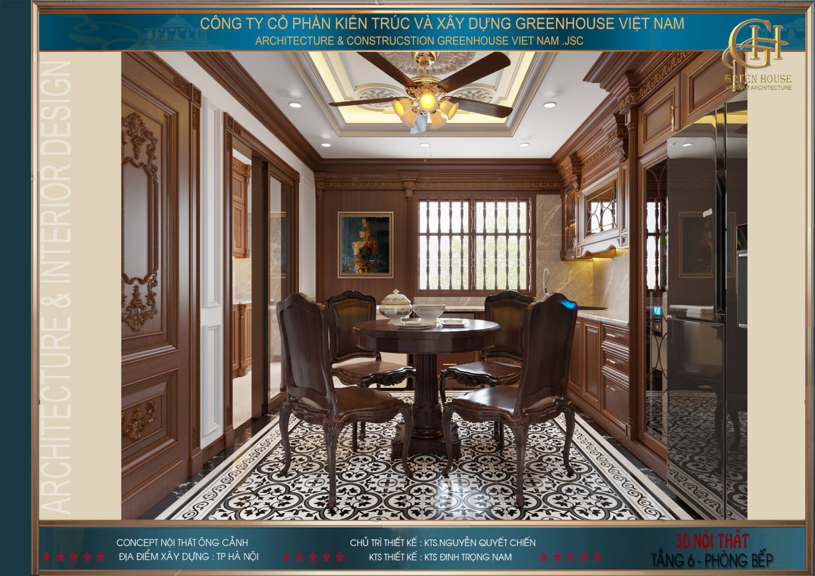 Không gian phòng bếp được thiết kế đơn giản hơn