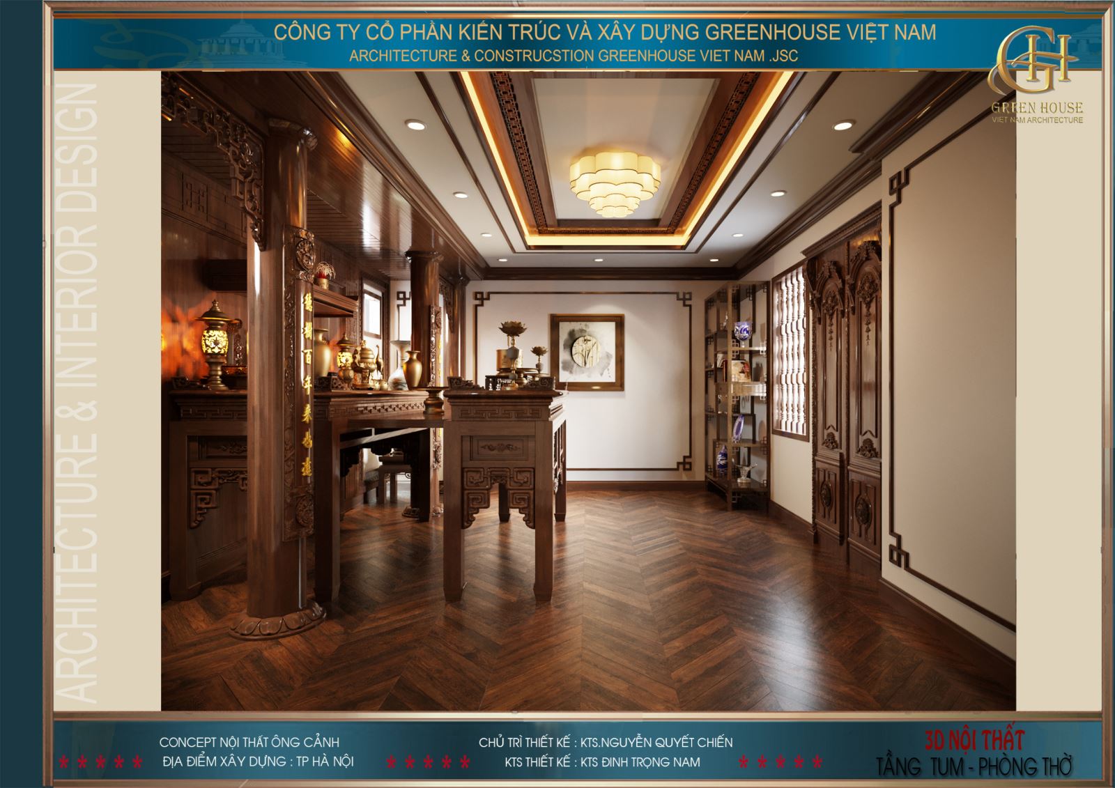 Thiết kế phòng thờ của biệt thự tân cổ điển