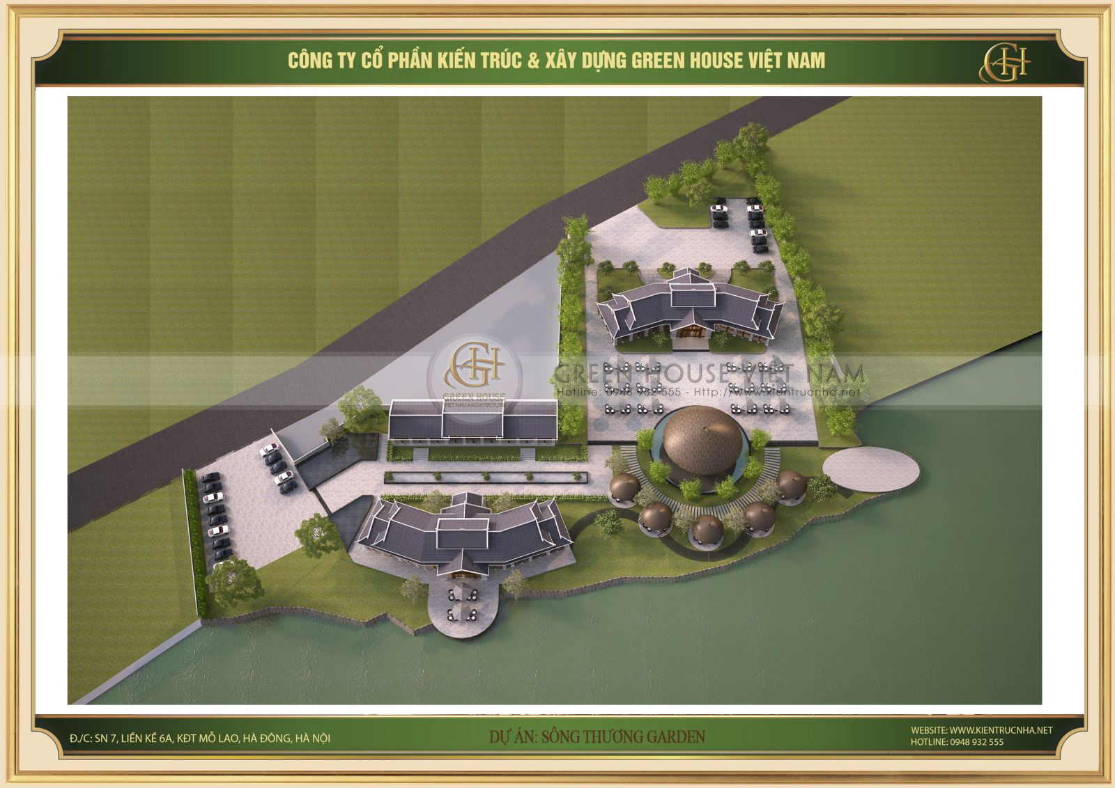 Góc nhìn đằng sau của dự án nhà hàng sông Thương Garden tại Bắc Giang