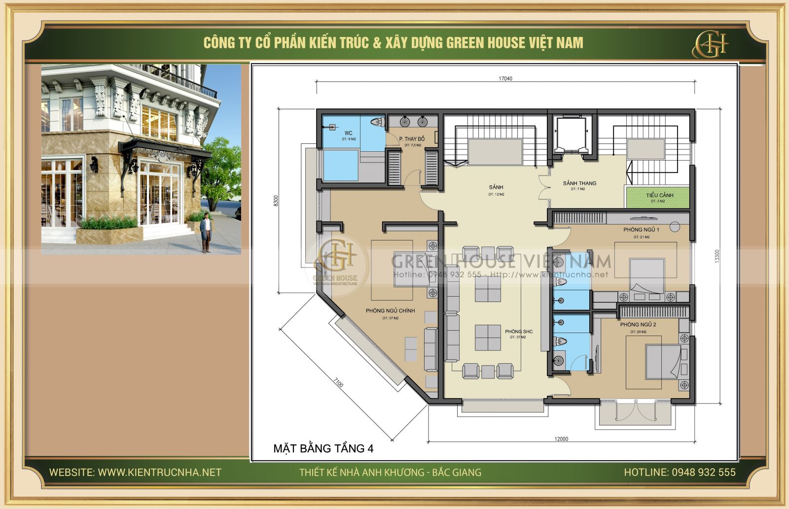 Phối cảnh mặt bằng tầng 4