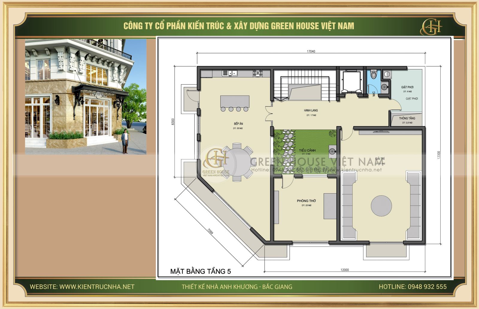 Phối cảnh mặt bằng tầng 5