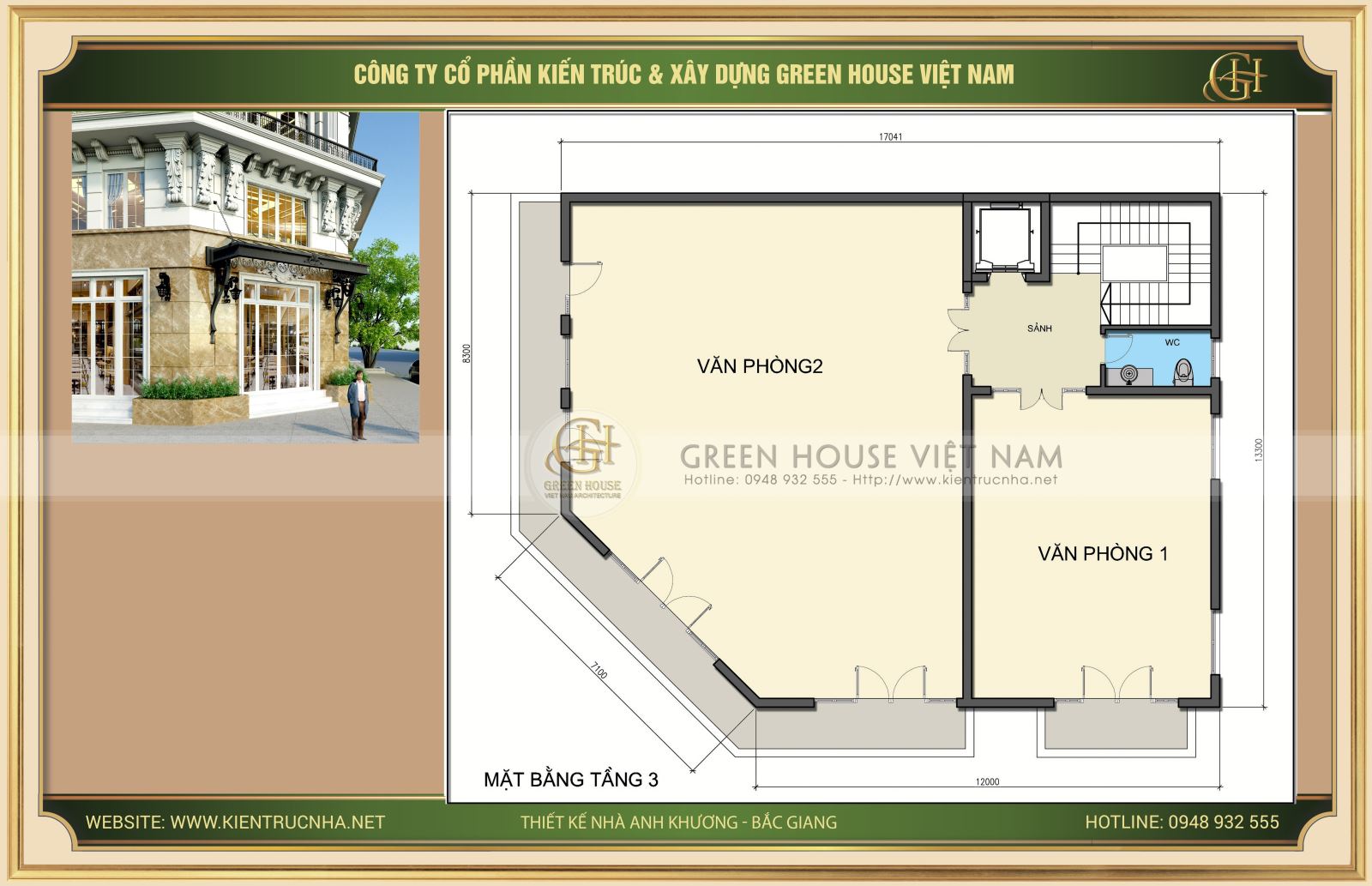 Phối cảnh mặt bằng tầng 3