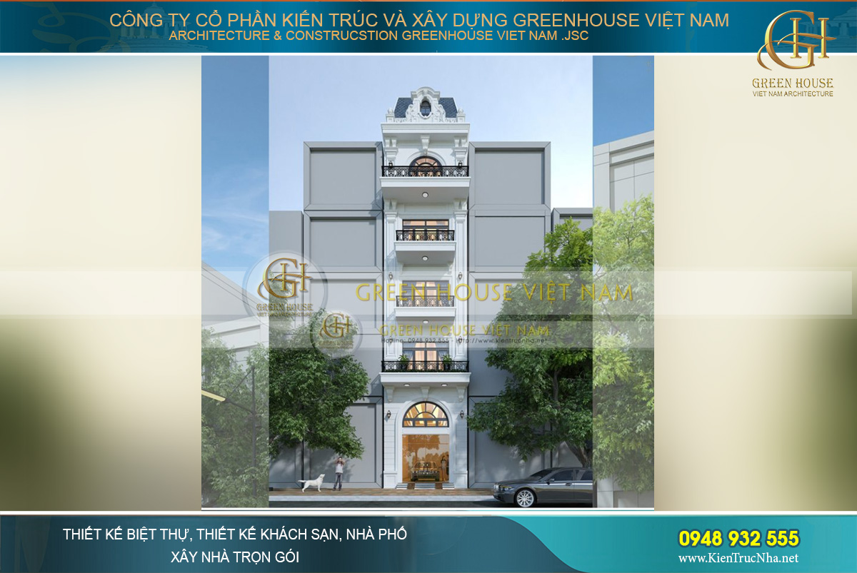 Thiết kế nhà phố 5 tầng tân cổ điển 
