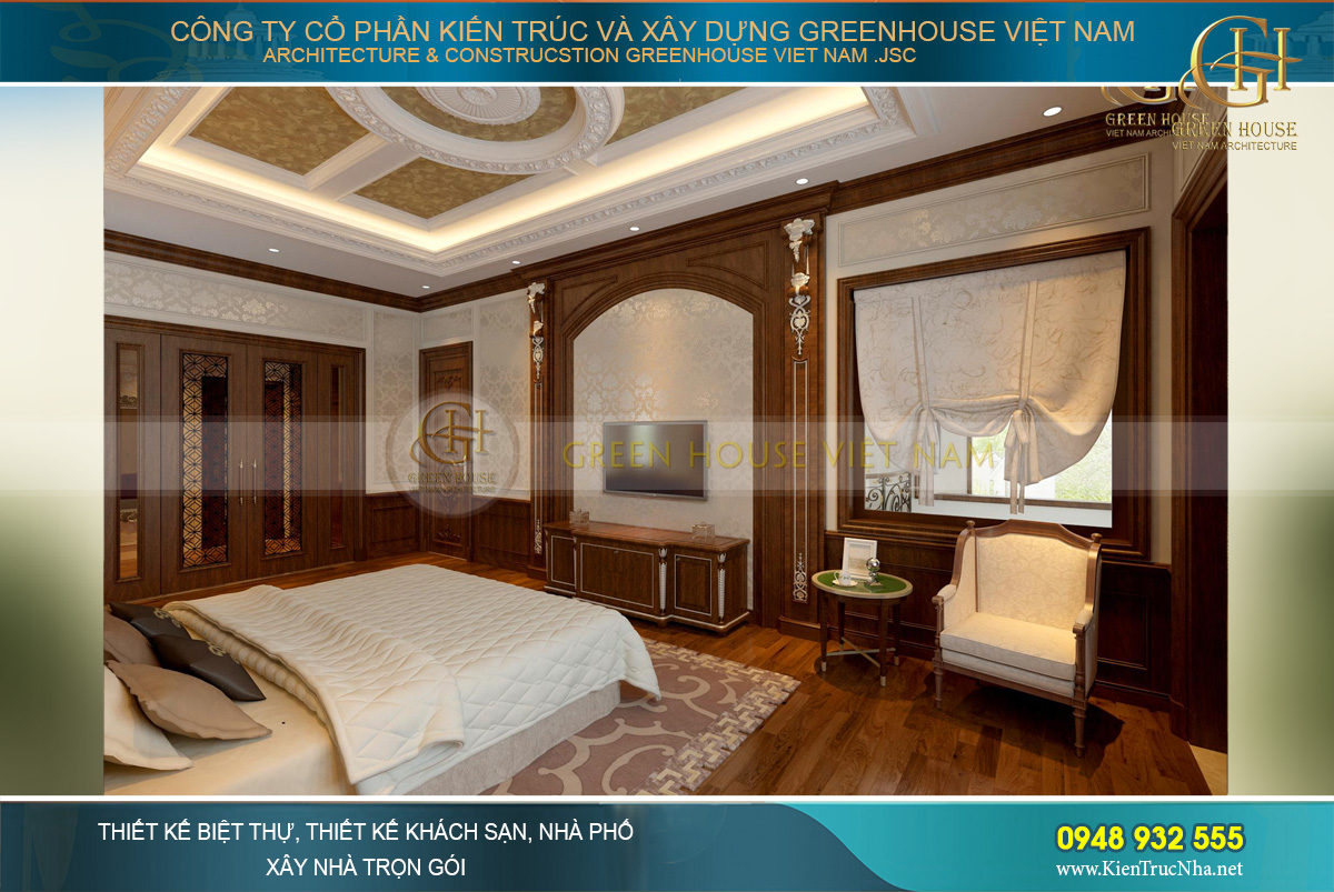 thiết kế nội thất biệt thự tân cổ điển 4 tầng bắc giang