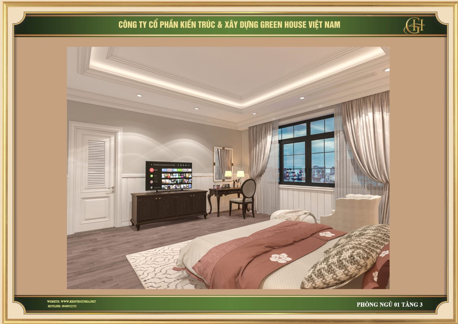 Phòng ngủ ngập tràn ánh sáng tự nhiên nhờ vòm cửa lớn