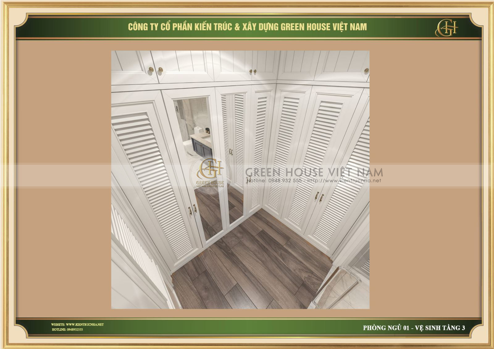 Thiết kế nội thất phòng thay đồ đẹp, ấn tượng tại biệt thự tân cổ điển