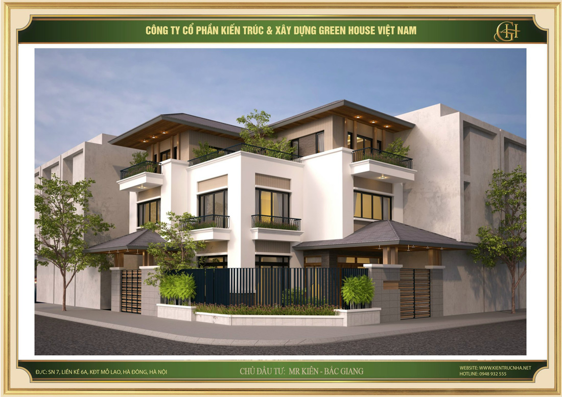 Thiết kế biệt thự 3 tầng phong cách châu Âu đẹp, sang trọng