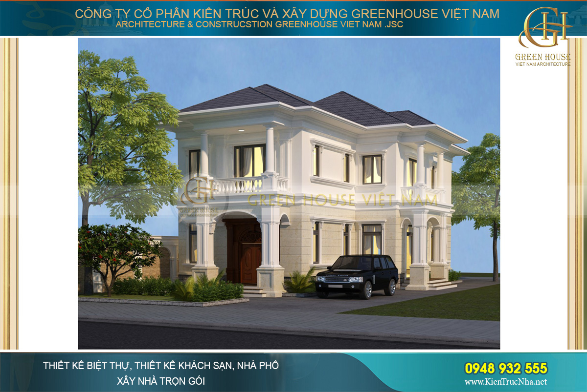 Phối cảnh mặt tiền mẫu biệt thự hiện đại của chị Hà- Cần Thơ