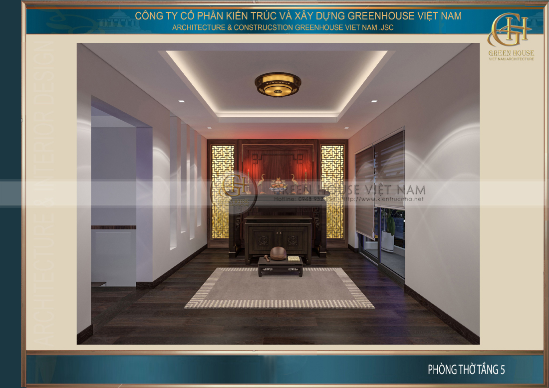 Phòng thờ được đặt riêng trong một không gian trang nghiêm và yên tĩnh