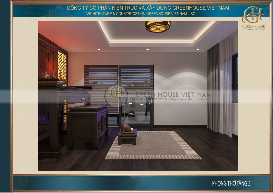 Nội thất phòng thờ trang nghiêm, thanh lịch