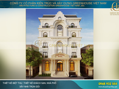Thiết kế khách sạn tân cổ điển 5 tầng đẹp sang trọng, thu hút mọi khách hàng