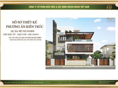 Thi công trọn gói biệt thự gia đình 3 tầng đẹp xuất sắc tại Bắc Giang- CĐT Anh Tước